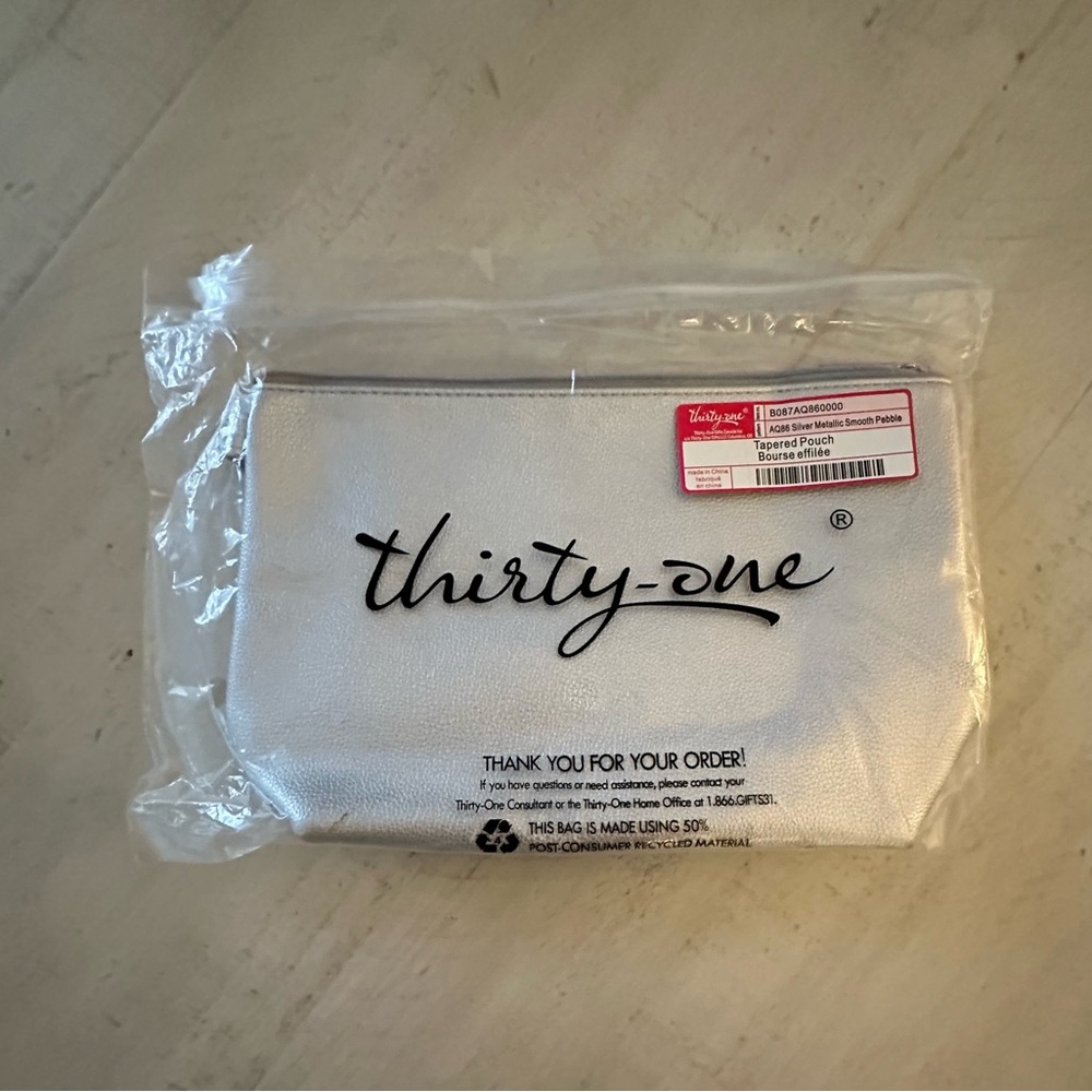 Thirty-One Silver Metallic Pouch